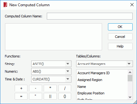 New Computed Column dialog