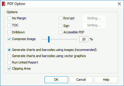 PDF Option dialog