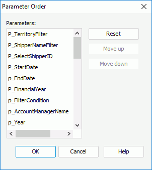 Parameter Order dialog