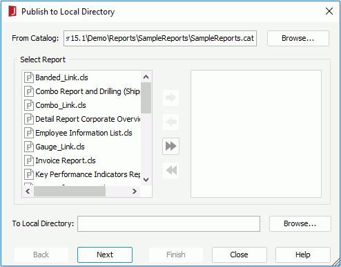 Publish to Local Directory dialog