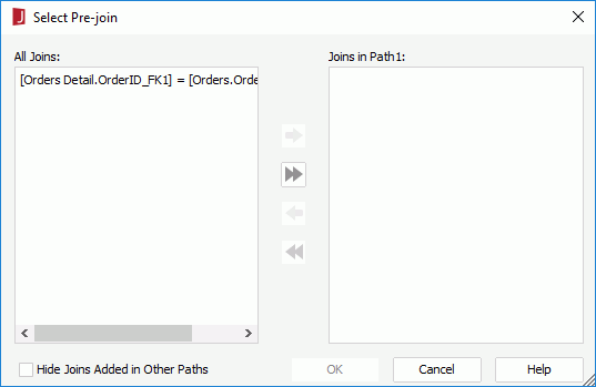 Select Pre-join dialog