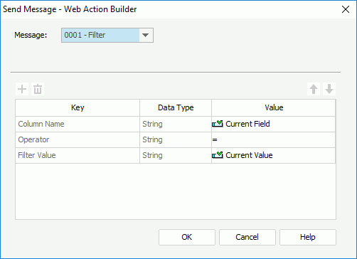 Send Message - Web Action Builder dialog