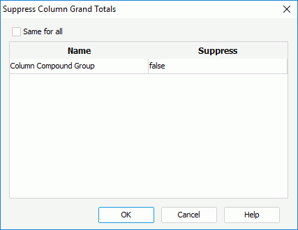 Suppress Column Grand Totals dialog