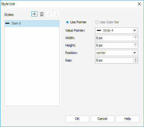 Style List dialog for bar gauge