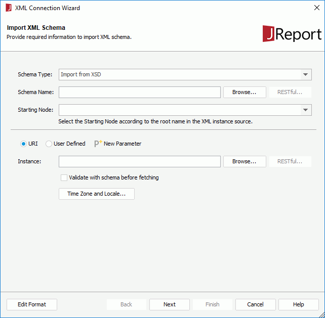 XML Connection Wizard - Import XML Schema