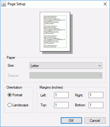 Page Setup dialog