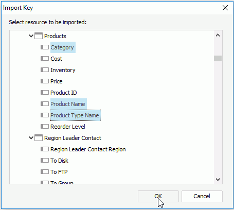 Import Key dialog