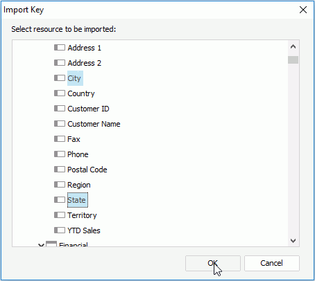 Import Key dialog