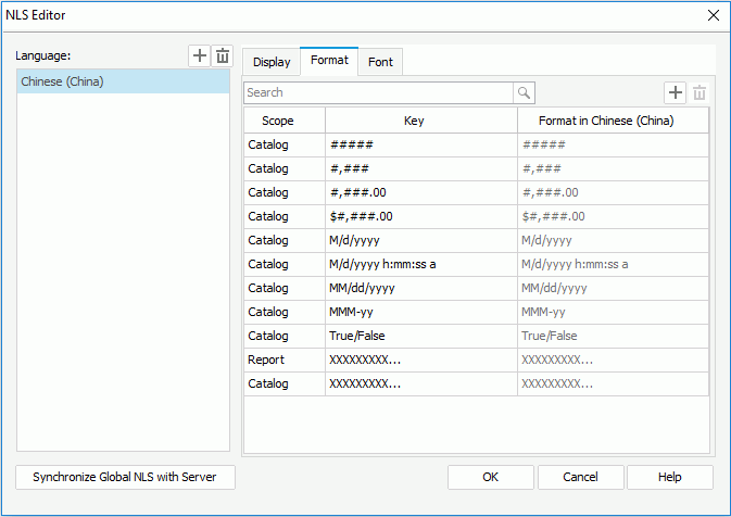 NLS Editor - Format tab