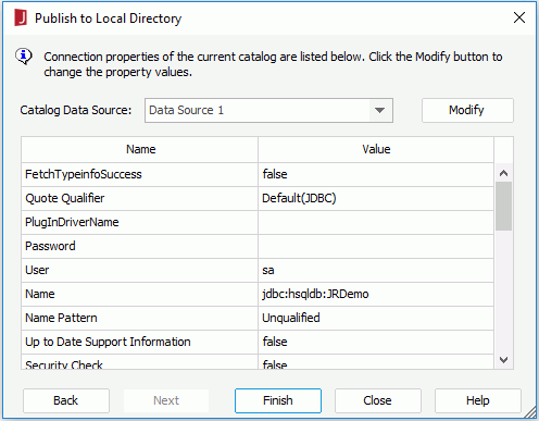 Publish to Local Directory dialog
