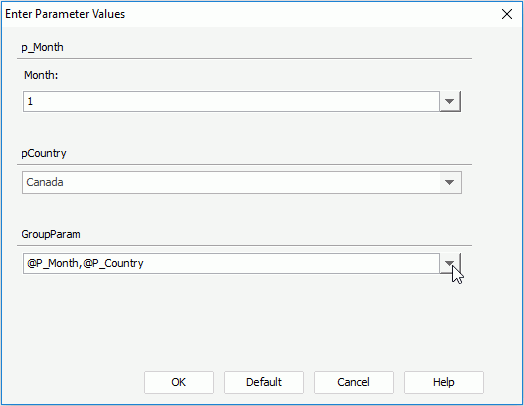 Enter Parameter Values dialog