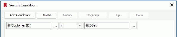Add a condition in the Search Condition dialog