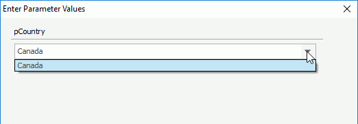 Enter Parameter Value dialog