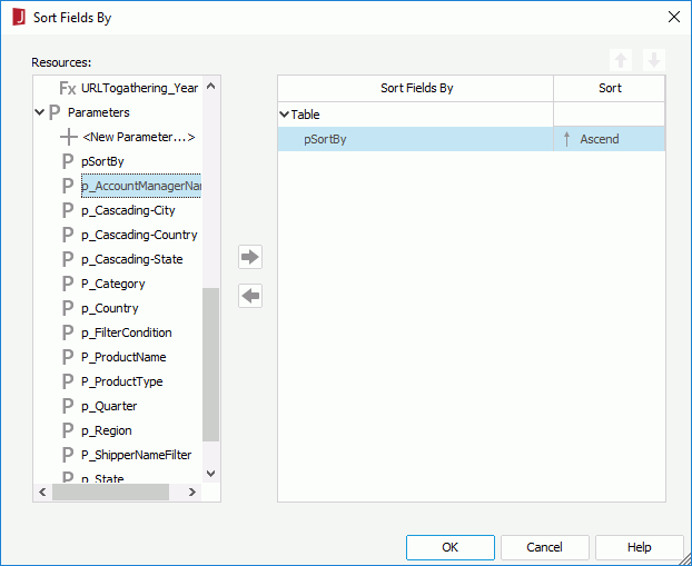 Specify Parameter as Sort-by Field