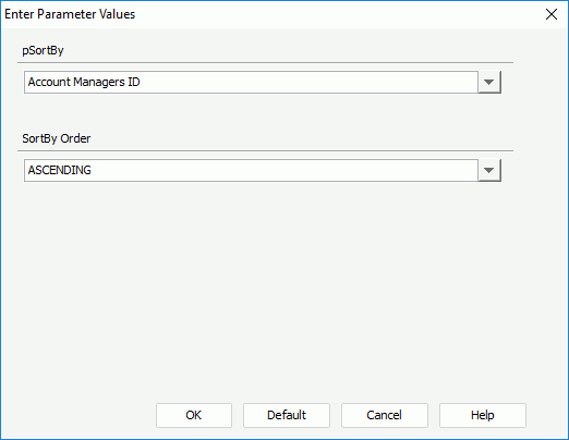 Entrer Parameter Values dialog