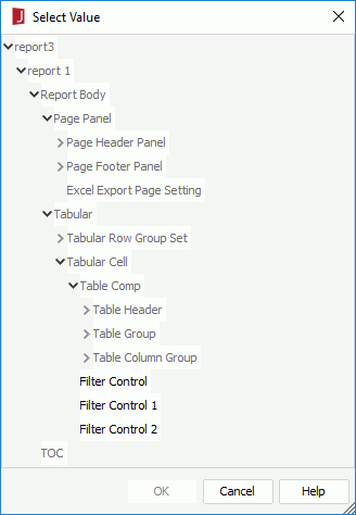 Select Value dialog