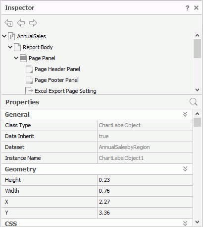Inspector panel