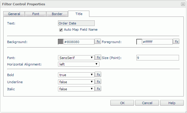 Filter Control Properties